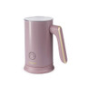 Mauve electric milk frother with handle and Salter logo, shown upright