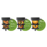 Product image: black vertical air fryer showing three cooking functions with food in drawers