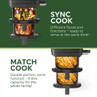 Air fryer promo showing Sync Cook and Match Cook dual-drawer functions