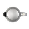 Grey electric kettle viewed from above, showing lid, spout and handle