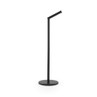 Black modern desk lamp with slim cylindrical stem and angled head