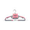 Pack of 8 grey and pink non-slip clothes hangers with hooks and trouser bars