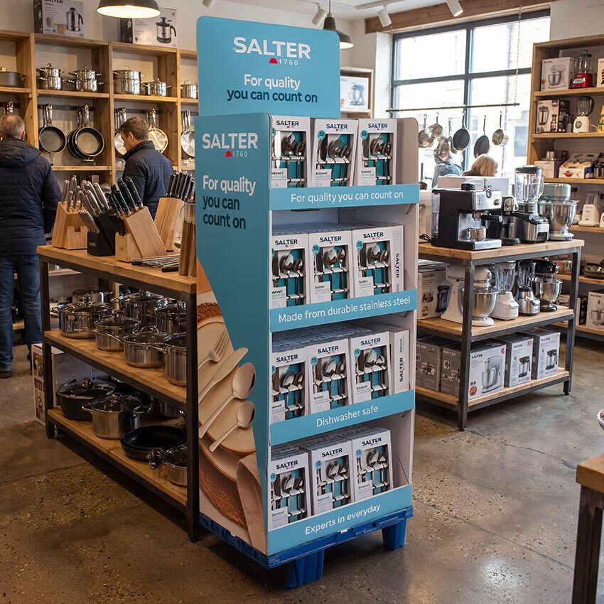 Salter free standing display unit in a shop