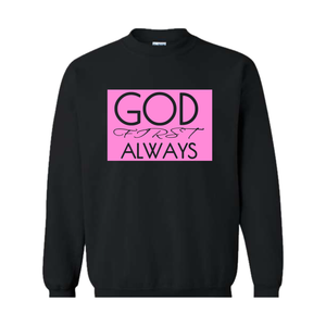 Signature Border Sweatshirt (Black/Pink)  - GFA Modern Christian Apparel