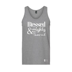 Blessed & Highly Favored Tank (Gray/White) - GFA Modern Christian Apparel