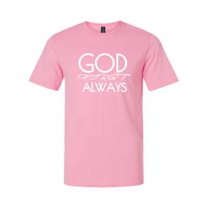 God First T-Shirt (Pink/White) - Modern Christian Apparel