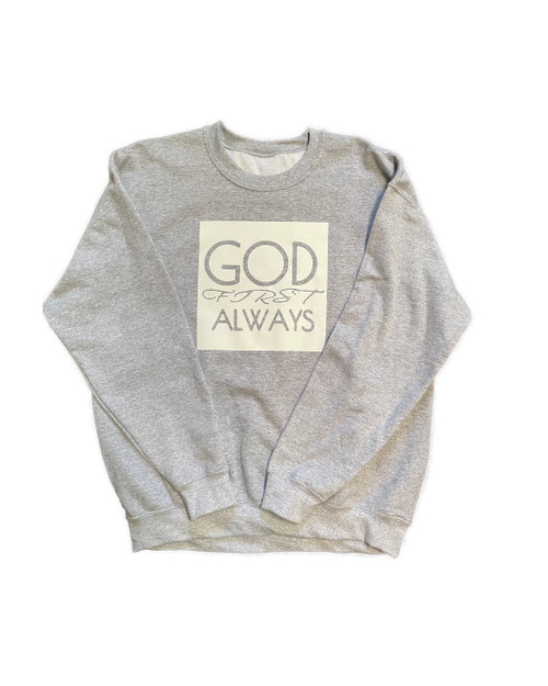 Signature Border Sweatshirt (Gray/White) - GFA Modern Christian Apparel