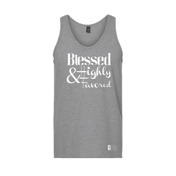 Blessed & Highly Favored Tank (Gray/White) - GFA Modern Christian Apparel