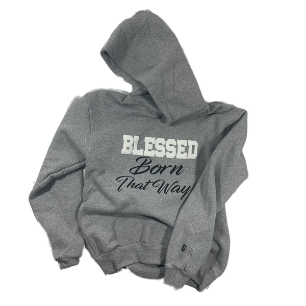 Born Blessed Hoodie (Gray/White/Black) - GFA Modern Christian Apparel