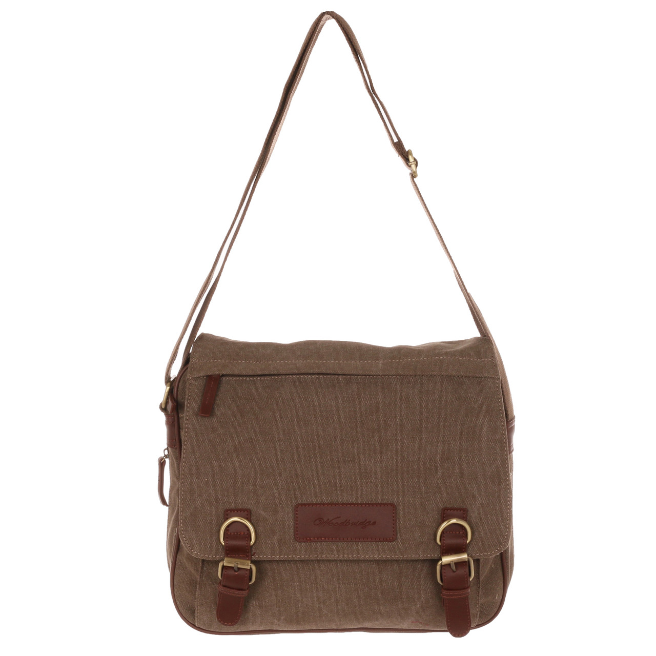 WB-6015 - Woodbridge large cross body flap over canvas satchel