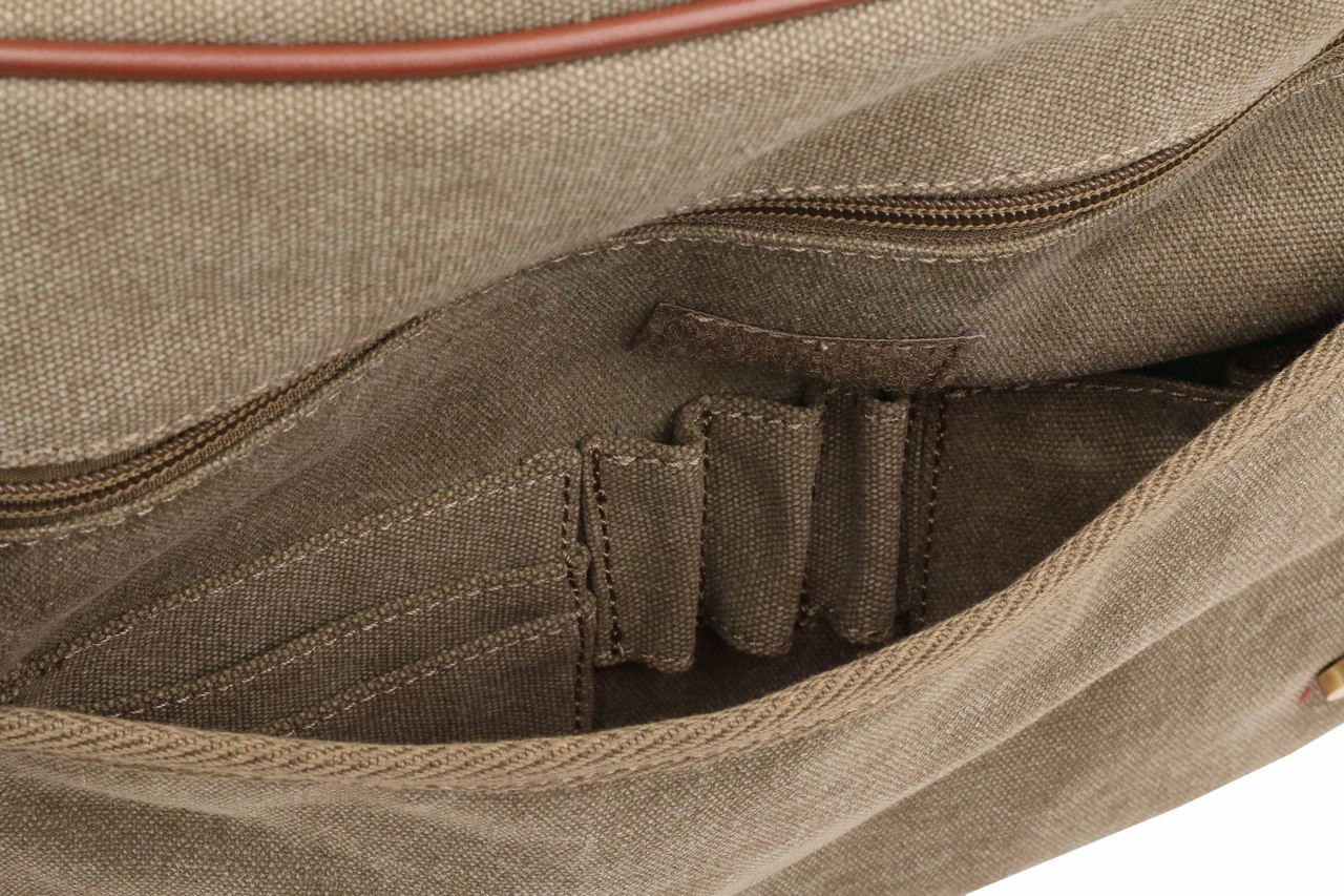 WB-6015 - Woodbridge large cross body flap over canvas satchel