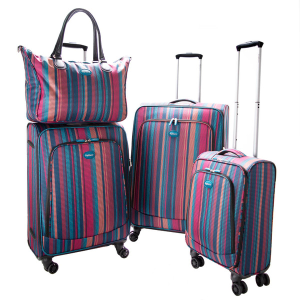 HBY-0160 - HIGHBURY Marrakesh Multi Stripe Ultra Light Weight Luggage