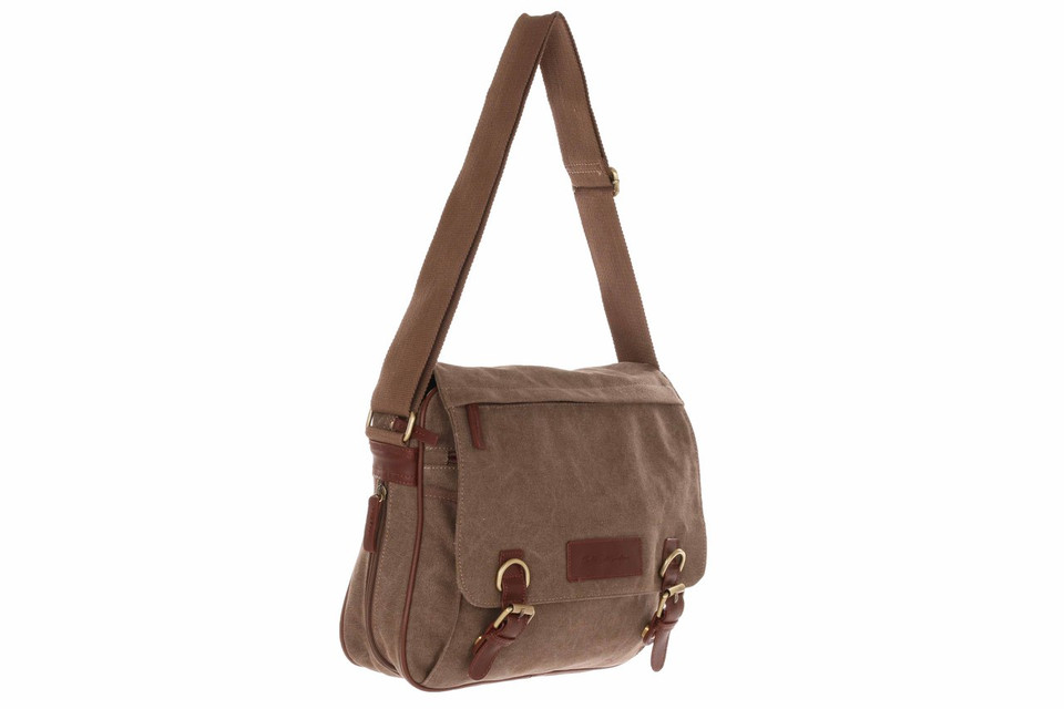 WB-6015 - Woodbridge large cross body flap over canvas satchel