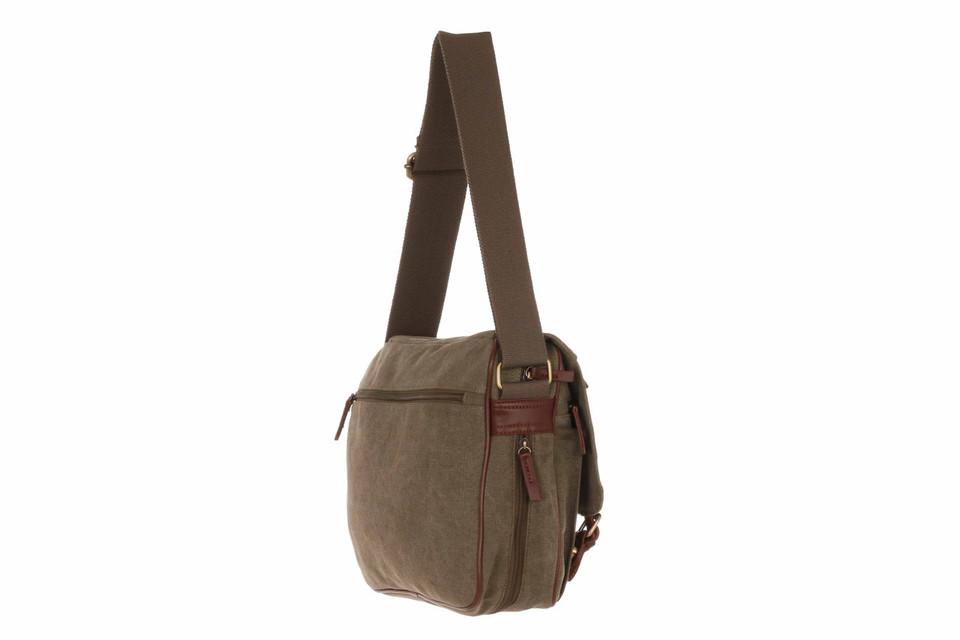WB-6015 - Woodbridge large cross body flap over canvas satchel