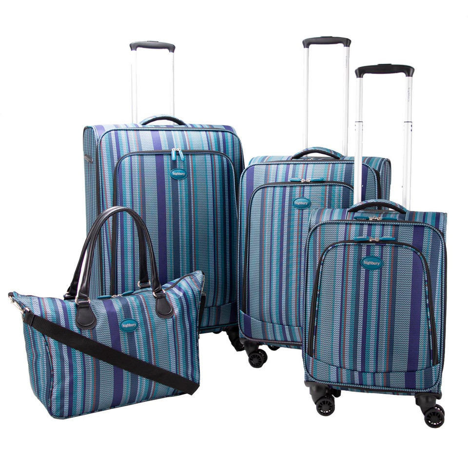 HBY-0160 - HIGHBURY Marrakesh Blue Stripe Ultra Light Weight Luggage