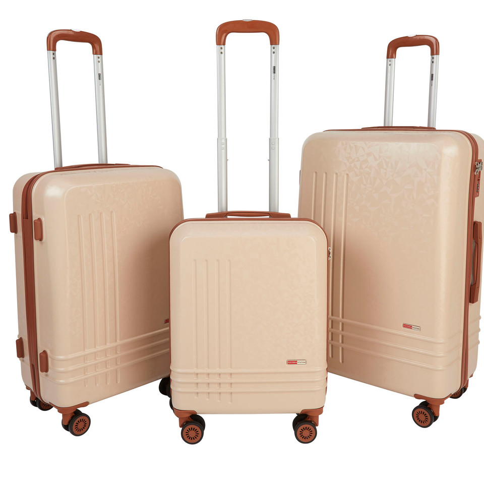 VS-1002 - Beige - Victoria Station Lightweight 8 wheeler ABS Trolley Cases