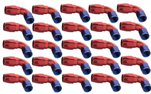Proflow Bulk Pack Cutter Hose End 90 Degree -08AN, Blue/Red, 25pc
