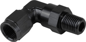 Proflow Adaptor Male -08AN 90 Degree To 1/4in. NPT Swivel, Black