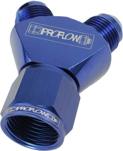 Proflow Y-Block -10AN Female Swivel To Dual -08AN Male, Blue