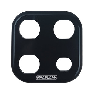 Proflow Bulkhead Aluminium Plates 4 Port Square, 3x #10 and 1x #6 A/C Fitting, Black
