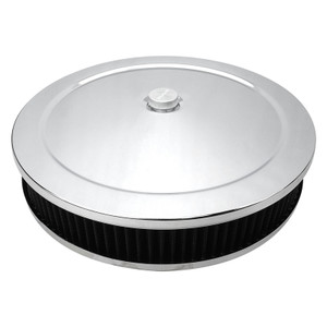 Proflow Air Filter Assembly Round 14in. x 3in, Chrome, Flate Base