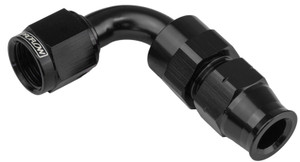 Proflow 3/8in. Tube 90 Degree To Female -06AN Hose End Tube Adaptor, Black