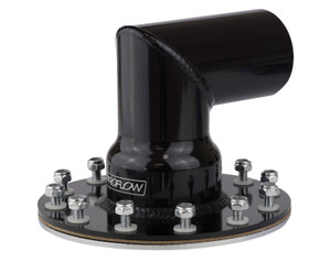 Proflow Fuel Filler Neck Aluminium Black, 90 Degree, 2 1/2 in. Diameter, 12-Bolt Flange, 4.75'' PCD, Each