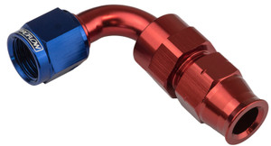 Proflow 5/8in. Tube 90 Degree To Female -10AN Hose End Tube Adaptor, Blue/Red