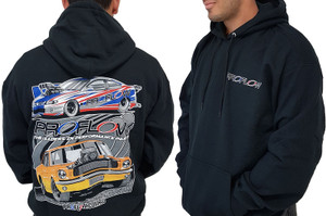 Proflow Car Mural Sweatshirt, Hooded, Cotton/Polyester, Black, Men's XXXX-Large