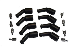 Proflow SuperMax Wire, LS Ignition Coil Boot and Terminal, Black 135 Deg, Chev For Holden, LS, 8 Boots, 8 Terminals, Kit