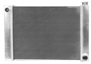 Proflow Radiator, Universal, Fabricated Aluminium Tanks, Natural, 28 in. Wide, 19.00in. High, 2.25 in. Thick, Chev Side Inlet & outlets