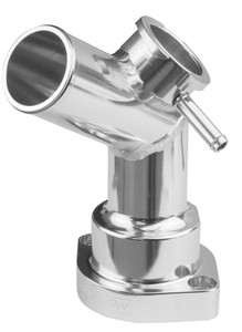 Proflow Water Neck, Billet Aluminium, Silver Anodised, 45 Degree, For Mazda Series 4, Billet Cap Neck