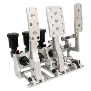 RTS Racing Hydraulic Pedals Box, Lightweight Aluminium, Floor Mount, Brake, Clutch, Accelerator Pedal with .750" Bore Master Cylinders, Raw, Kit