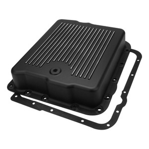 RTS Transmission Pan, Stock Depth, 700R4, 4L60,4L65E, Cast Aluminium Black, Machined Finned, Chev, Holden Commodore, Each