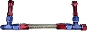 Proflow Fuel Line kit, Holley 4500 -8 AN, Single Inlet, Swivel-Seal, Stainless Steel Hose, Blue/Red