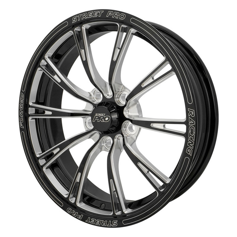Street Pro 009 Series Forged Wheel, Front 17x4.5'' / 2.25'' Backspace (-13) / 5x120mm Bolt Circle Holden, Gloss Black Milled, Each