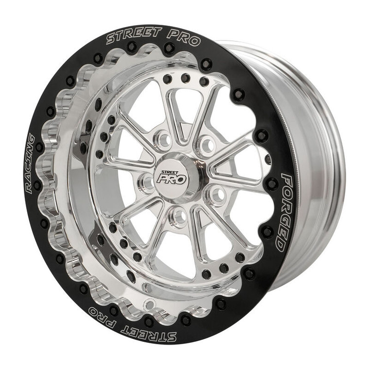 Street Pro 009 Series Forged Wheel, Rear Beadlock 15x8'' / 3.50'' Backspace (-25) / 5x4.75" Bolt Circle Chevrolet, Polished