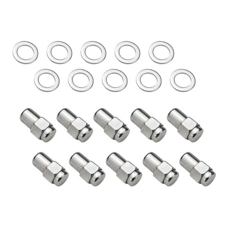 Wheel Lug Nut Kit,, Chrome Dome Medium Mag, Length 1.38, 1/2, 0.55 Shank, Set of 10