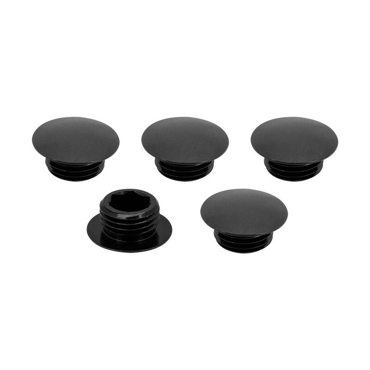 Street Pro Wheel Lug Nut Block Off Caps, 1/2''-20, Billet Aluminium, Black, Set of 5