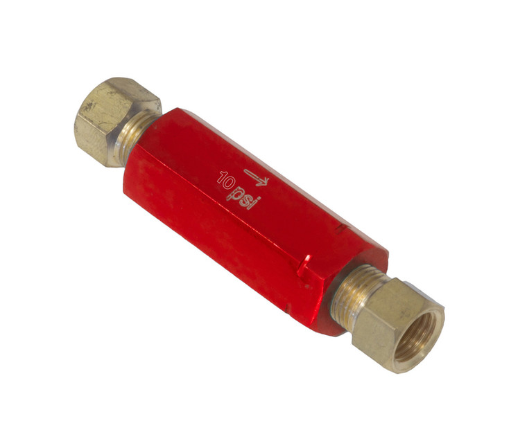 Proflow Residual Pressure Valve, Red Anodised, 10 psi, Drum Brakes, 1/8 in. NPT Female Inlet/Outlet, Each