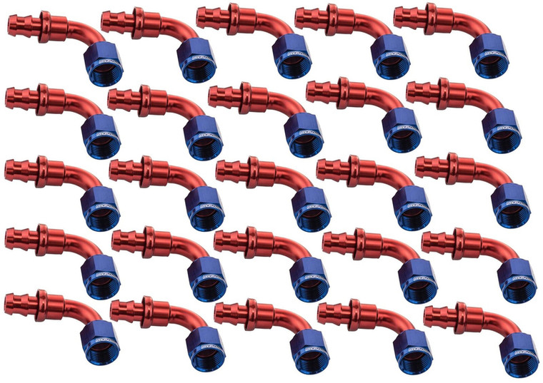 Proflow 90 Degree Push Lock Hose End Barb 3/8'' To Female -06AN, Polished