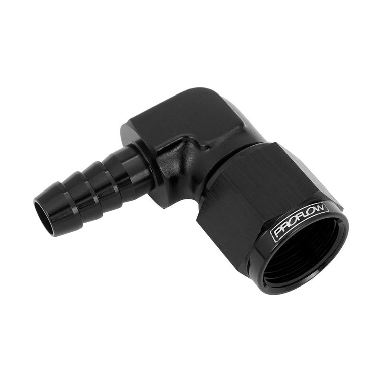 Proflow 3/8in. 90 Degree Barb Male Fitting To 08AN Female, Black