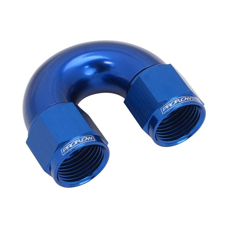 Proflow 180 Degree Female Flare Union Full Flow Swivel Hose End -06AN, Blue