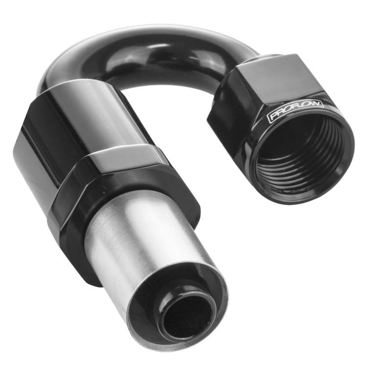 Proflow Crimp Hose End 180 Degree -08AN, Black