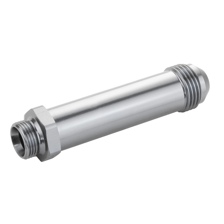 Proflow Fitting Inlet Fuel Adaptor Male Feed Demon 9/16 x 24 To -08AN Male 2in, Silver