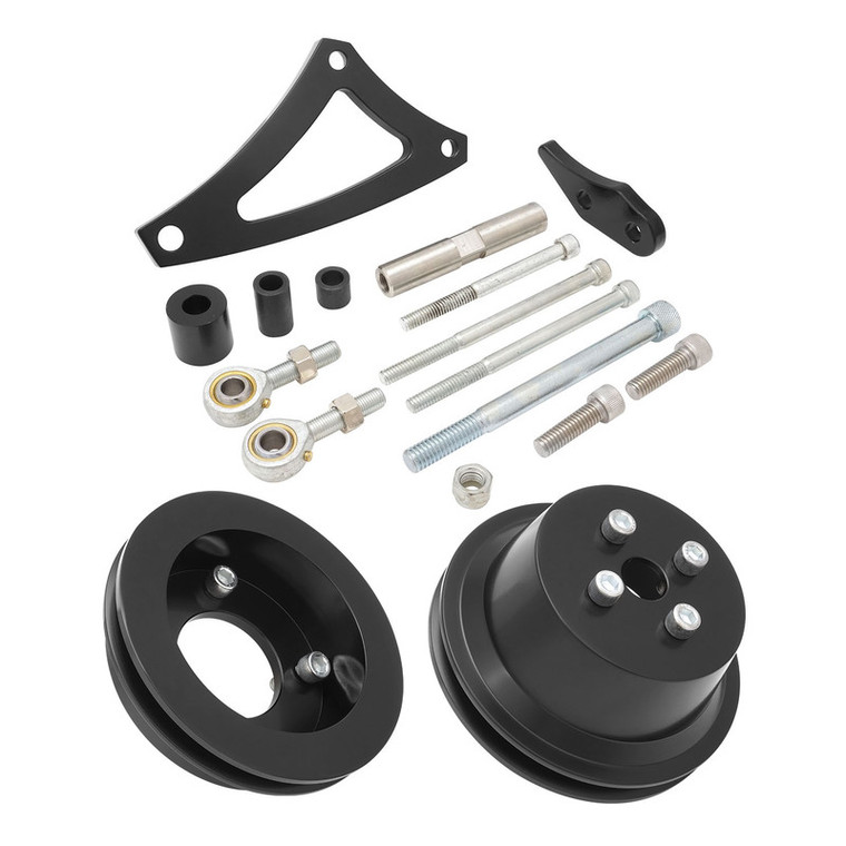 Proflow V Belt Drive & Alternator Bracket Kit, Black Anodised Aluminium For Ford BB 429-460, Drivers Side Low Mount, Black