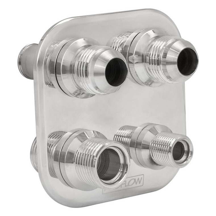 Proflow Firewall Bulkhead Aluminium Air Con 4 Port #6, #10 Inline, Polished