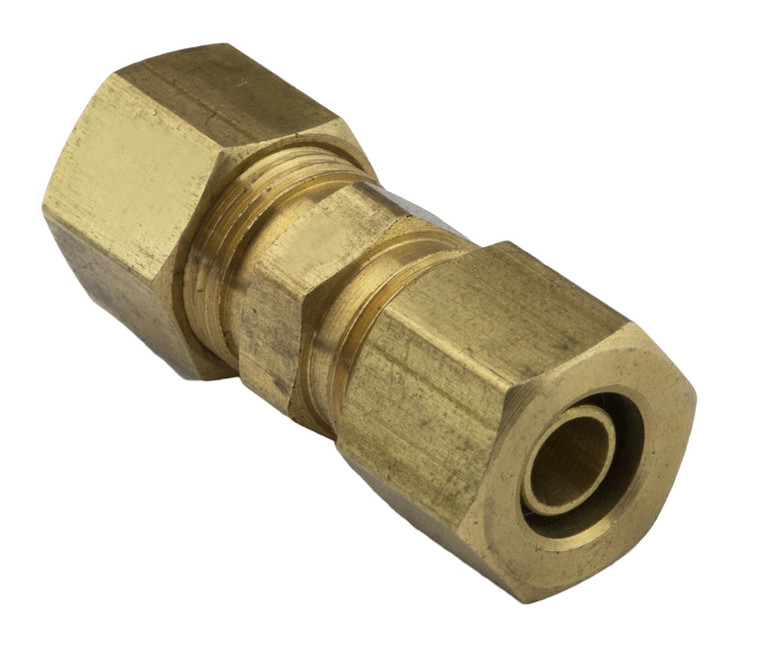 Proflow Fuel Line Connectors, Brass 3/8in. (10mm) Nylon to Pipe Or Pipe To Pipe Compression Joiner, Each