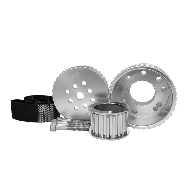 Proflow Gilmer Belt Drive Kit, For Holden V8 Commodore 253-308, Red Water Pump, Billet Aluminium, Silver Anodised