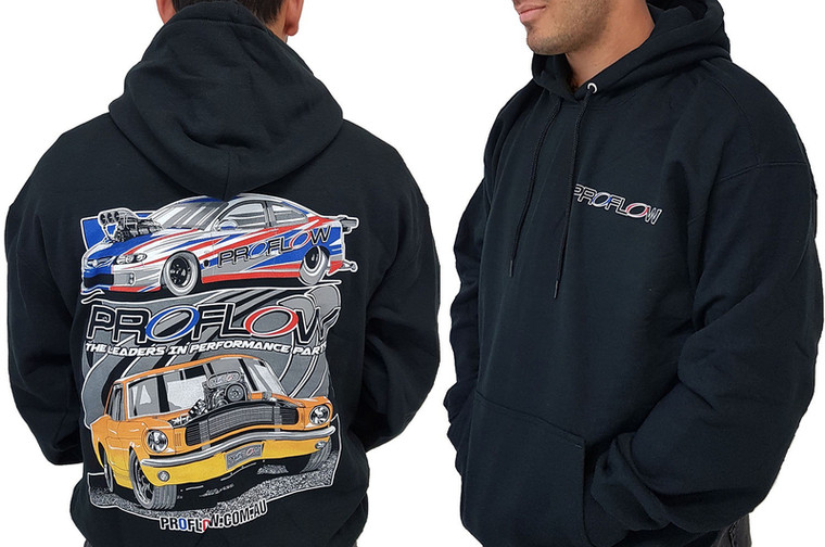 Proflow Car Mural Sweatshirt, Hooded, Cotton/Polyester, Black, Men's XX-Large